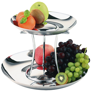 Этажерка для фруктов 2-х ярусная диаметр=32/42 см.; сталь; высота=26 см.; металлический