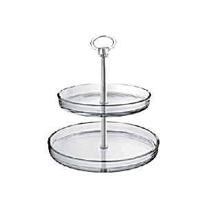 Этажерка 2-х ярусная для десерта «Палладио» диаметр=22/27 см.; стекло, пластик; высота=26 см.; прозрачный