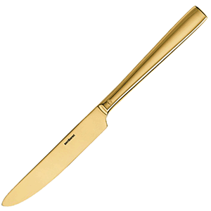 Нож столовый «Флэт»;  сталь нержавеющая;  ,L=23,6см;  золотой