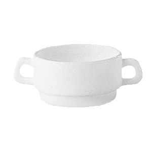 Супница, Бульонница (бульонная чашка) «Ресторан»; стекло; 310 мл; диаметр=10, высота=5.5, длина=13.6 см.; белый