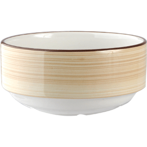 Супница, Бульонница (бульонная чашка) без ручек «Чино»; материал: фарфор; 285 мл; диаметр=11, высота=6 см.; цвета: белый, бежевый