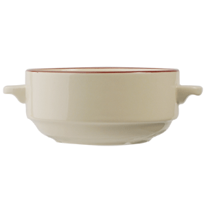 Супница, Бульонница (бульонная чашка) «Кларет»; материал: фарфор; 280 мл; диаметр=105, высота=52 мм; бежевая,бордо