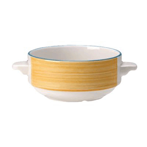 Супница, Бульонница (бульонная чашка) «Рио Еллоу»; материал: фарфор; 285 мл; диаметр=11, высота=6 см.; белый, желтый