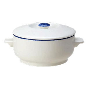 Супница, Бульонница (бульонная чашка) без крышки «Блю дэппл»; фарфор; 425мл; белый