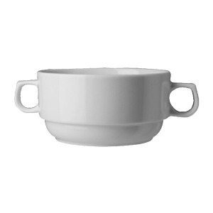 Супница, Бульонница (бульонная чашка) «Прага»; материал: фарфор; 350 мл; диаметр=11, высота=6, длина=16, ширина=11 см.; белый