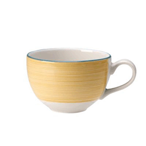 Чашка кофейная «Рио Еллоу»; материал: фарфор; 85 мл; диаметр=6.5, высота=5, длина=8.5 см.; белый, желтый