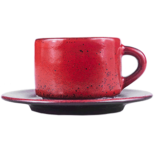 Пара кофейная «Млечный путь красный»;  фарфор;  80мл;  красный,черный