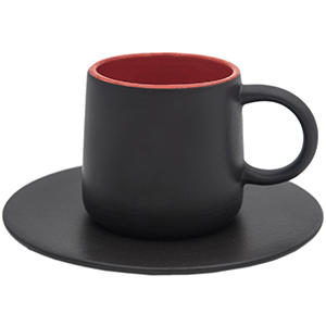 Пара кофейная коническая «Кармин»;  керамика;  200мл;  красный,черный