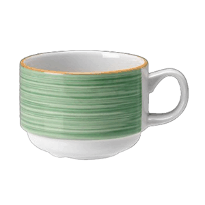 Чашка чайная «Рио Грин»; материал: фарфор; 200 мл; диаметр=8, высота=6, длина=11 см.; цвет: белый, зеленый