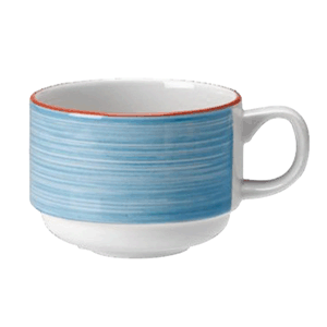 Чашка чайная «Рио Блю»; материал: фарфор; 200 мл; диаметр=8, высота=6, длина=11 см.; белый, синий