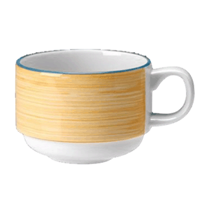 Чашка чайная «Рио Еллоу»; материал: фарфор; 200 мл; диаметр=8, высота=6, длина=11 см.; белый, желтый