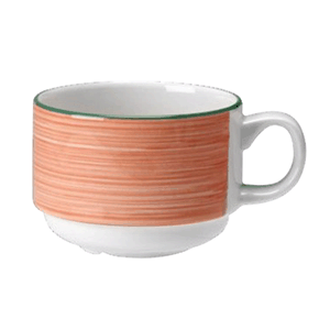 Чашка чайная «Рио Пинк»; материал: фарфор; 200 мл; диаметр=8, высота=6, длина=11 см.; белый, розовый