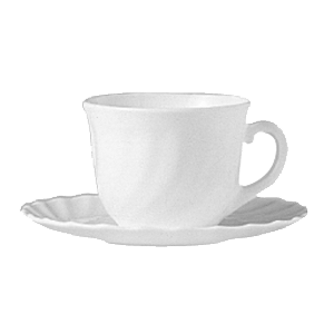 Чашка чайная «Трианон»; стекло; 250 мл; диаметр=90, высота=75, длина=110 мм; белый