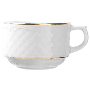 Чашка чайная «Афродита»; материал: фарфор; 190 мл; диаметр=8, высота=5.5, длина=10 см.; белый, цвет: золотой