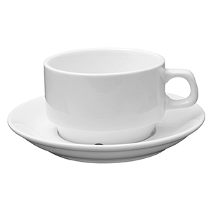 Пара чайная «Кунстверк»; материал: фарфор; 200 мл; диаметр=8, высота=8, ширина=15 см.; белый