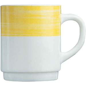 Кружка «Браш»; 250 мл; диаметр=7.2 см.; белый, желтый