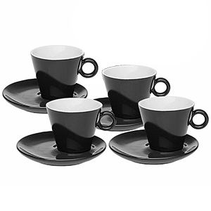 Набор чайный (4чашки+4блюдца) «Элегант»; фарфор; 230мл; черный