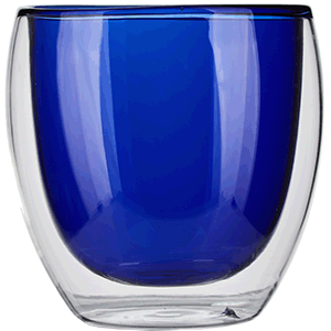 Бокал двойные стенки «Проотель»; термостойкое стекло; 250мл; D=8см; синий