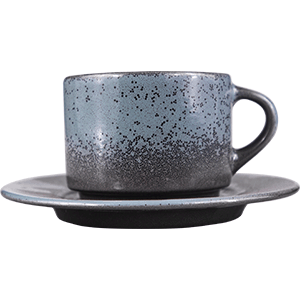 Пара чайная «Млечный путь бирюза»; фарфор; 200мл; D=15,5см; бирюзовый, черный