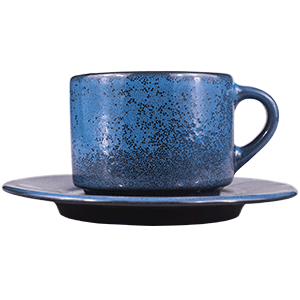 Пара чайная «Млечный путь голубой»; фарфор; 200мл; D=15,5см; голубой,черный