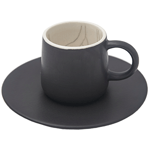 Пара чайная коническая «День и ночь»;  керамика;  200мл;  белый,черный