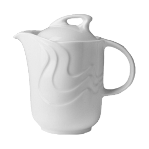 Кофейник с крышкой «Мелодия»; материал: фарфор; 310 мл; высота=12, длина=13.4, ширина=7.3 см.; белый