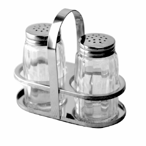 Набор для специй соль и перец; сталь нержавеющая,стекло; высота=95, длина=105, ширина=55 мм; серебряные
