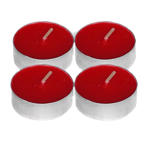 Свечи «Таблетки» (100 штук); воск,материал: алюминий; диаметр=4, высота=4, длина=4 см.; красный
