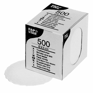 Настольные подкладки (500 штук); бумага; диаметр=80, высота=90, длина=95, ширина=80 мм; белый