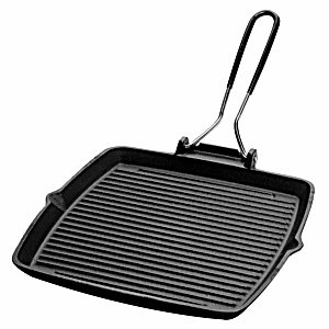 Сковорода-гриль квадратная; чугун; длина=24, ширина=24 см.; цвет: черный