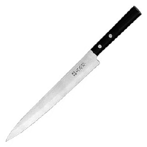 Нож янагиба для сашими «Масахиро»; сталь, пластик; высота=19, длина=370/245, ширина=31 мм; металлический,цвет: черный