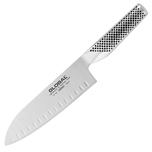 Нож сантоку рифленая «Глобал»; сталь нержавеющая; длина=18 см.