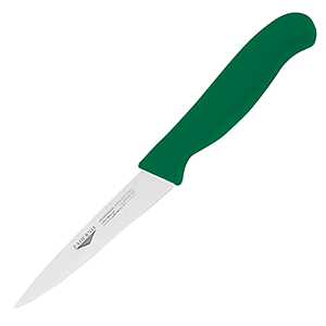Нож для обвалки мяса; ручка зеленая; длина=11 см.