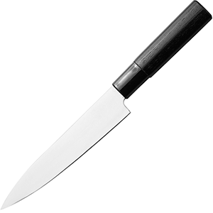 Нож кухонный универсальный; сталь нержавеющая,дерево; L=15см; металлический ,черный