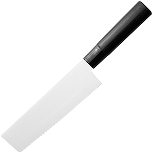 Нож кухонный «Накири»; сталь нержавеющая, дерево; L=16.5см; металлический ,черный