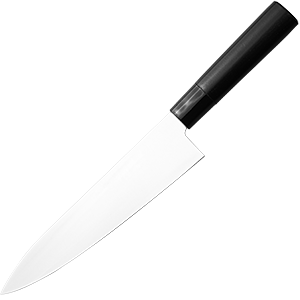 Нож кухонный «Шеф»; сталь нержавеющая,дерево; L=20см; металлический ,черный