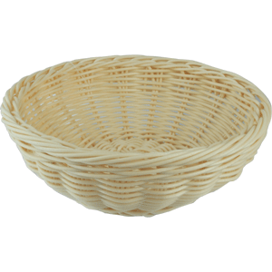 Корзина плетеная для хлеба; полиротанг; диаметр=18, высота=6 см.; бежевая