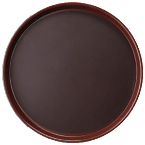 Поднос круглый; полипропиленовый,прорезиненный; диаметр=356, высота=25 мм; коричневый