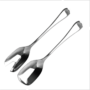 Ложка и вилка для салата «Риволи»; сталь нержавеющая; длина=205/70, ширина=2 мм; металлический