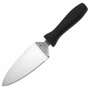 Лопатка-нож изогнутый для торта; сталь, пластик; длина=29.3/16, ширина=6 см.; металлический, цвет: черный