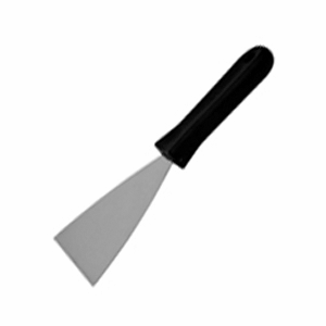 Лопатка кухонная треугольная; пластик, сталь нержавеющая; длина=25.5/13, ширина=10 см.; цвет: черный,металлический