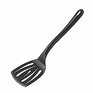 Лопатка кухонная перфорированная; нейлон; длина=35/11, ширина=9 см.; цвет: черный