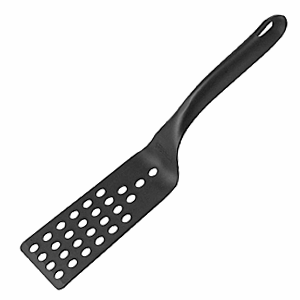 Лопатка кухонная перфорированная жаропроч.; нейлон; длина=32/14, ширина=9 см.; цвет: черный