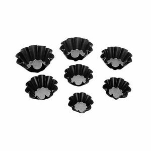 Форма для выпечки бриошей (3 штуки); сталь, антипригарное покрытие; диаметр=11.3, высота=3 см.; цвет: черный