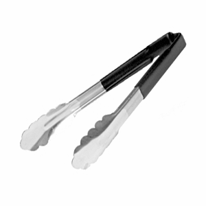 Щипцы с черной ручкой; сталь; L=30см; металлический ,черный