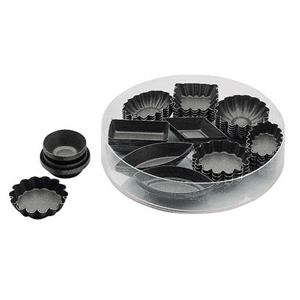 Набор кондитерских форм ”Ассорти” (60 штук); сталь, антипригарное покрытие; диаметр=120, высота=30 мм; цвет: черный