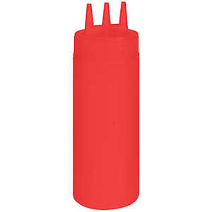 Емкость для соусов с тремя носиками; пластик; 350мл; D=7, H=20см; красный