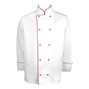 Куртка поварская с окантовкой 46 размер ; твил; белый,красный