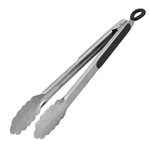 Щипцы для барбекю; сталь нержавеющая,материал: силикон; высота=12.5, длина=36, ширина=9.5 см.; металлический, цвет: черный