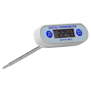 Термометр цифровой (-50+200С); сталь нержавеющая, пластик; , H=30, L=168, B=90мм; металлический, белый